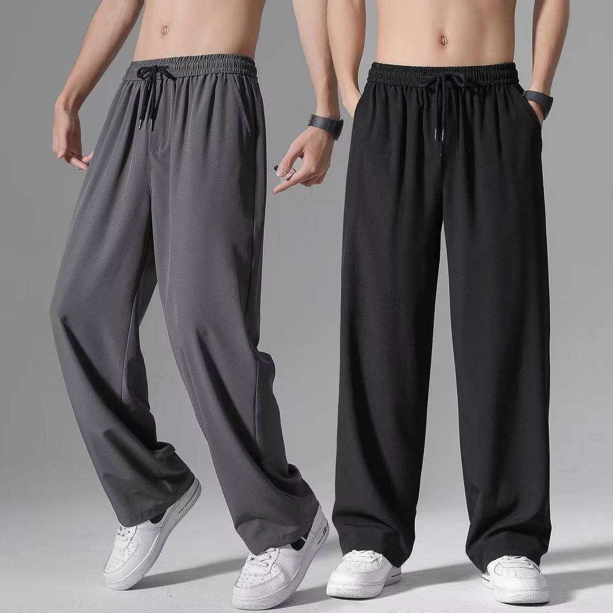 KC 8818 Men's Summer New Casual Straight-Leg Pants Loose Solid Color Pants