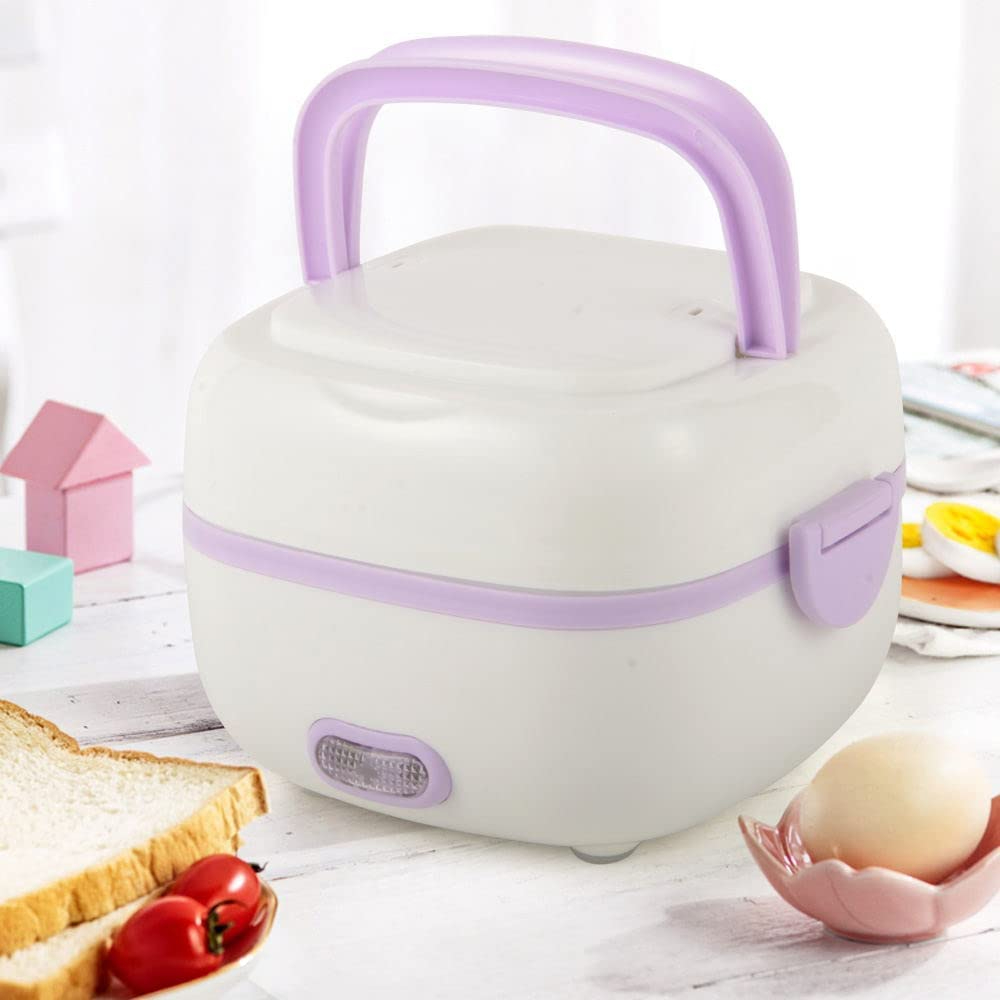 Purple Multifunctional Electric Lunch Box Mini Rice Cooker Portable Food Steamer 1 L 