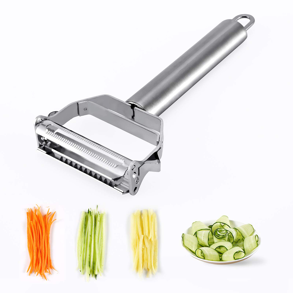 Peeler Stainless Steel Cutter Slicer for Carrot Potato Melon Gadget Vegetable Fruit Steel Peeler Double Sided Blade Multi-functional Vegetable Cutter and Fruit Slicer Dual Blade for Kitchen