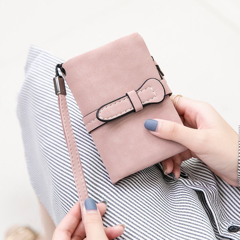 R917 Women's New Cute Short Zero Wallet Solid Color Folding Small Wallet