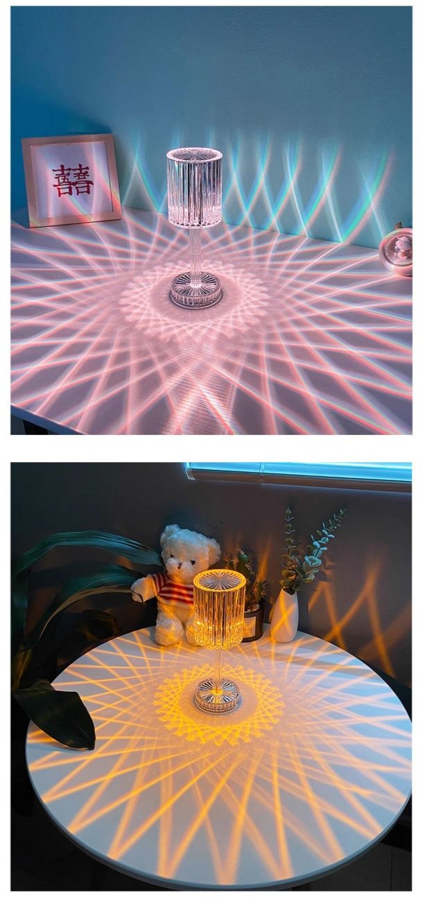 Light luxury internet celebrity style Gatsby crystal line beauty lamp bedside high-end decorative atmosphere lamp small table lamp rechargeable night light