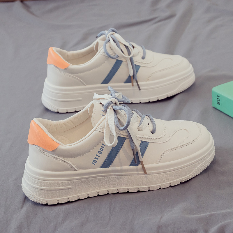 PH85 Women's Autumn New Versatile Sneaker Shoes Lace Up Round Toe Little White Shoes