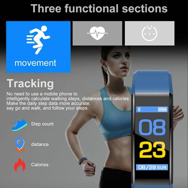 Smart Band Watch Color Screen Heart Rate Monitor Smart Bracelet Sports Fitness Tracker for IOS Android
