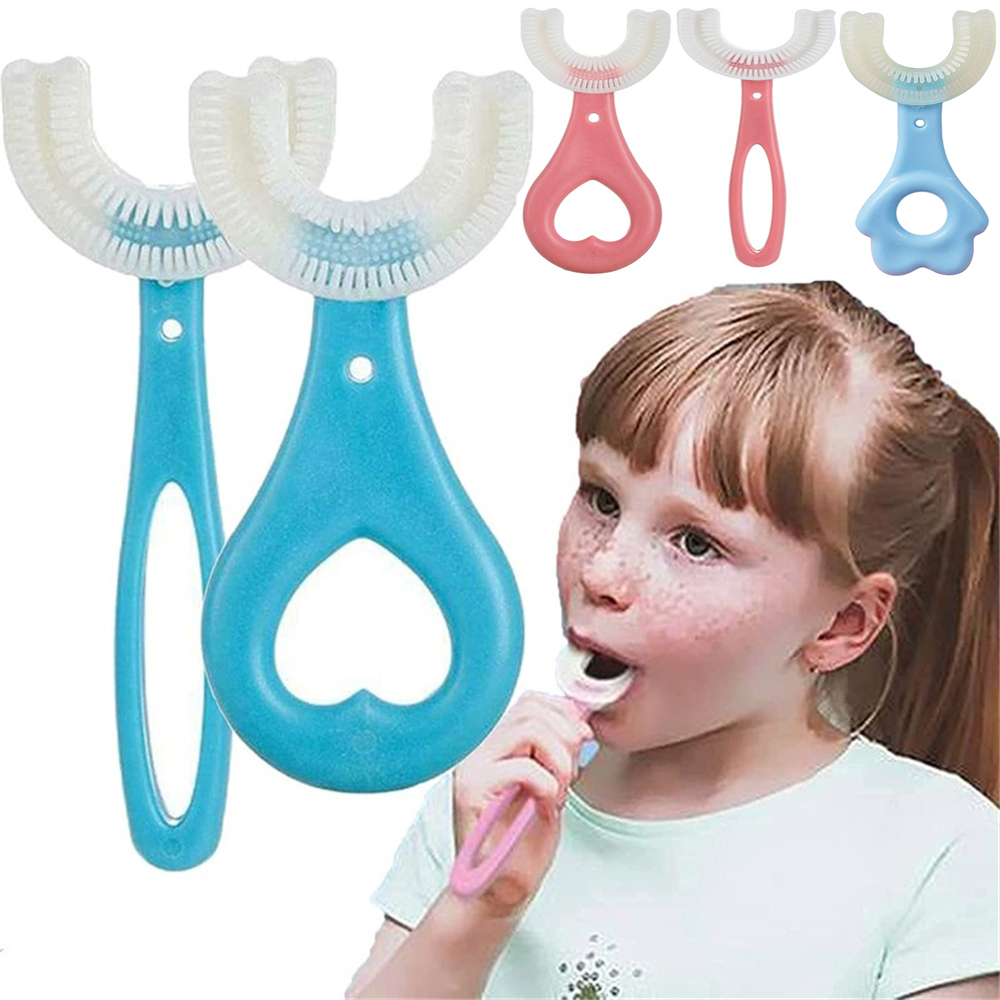 3PCS Kids Toothbrush U-Shape 360 Degree Infant Teether Baby Toothbrush Children Silicone Brush For Toddlers Oral Care Cleaning