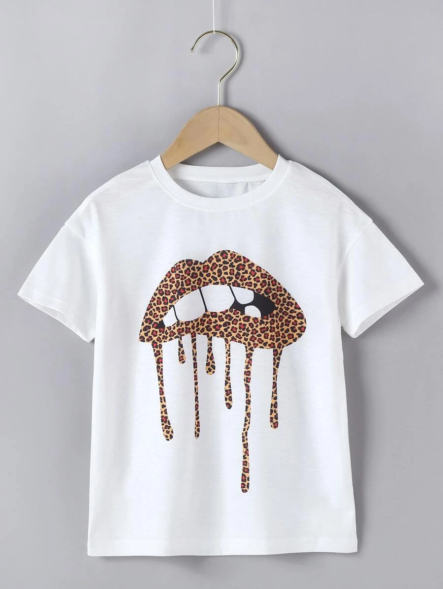 Boy Girls Slogan & Floral & graffiti Print Crew Neck Tee T-Shirt