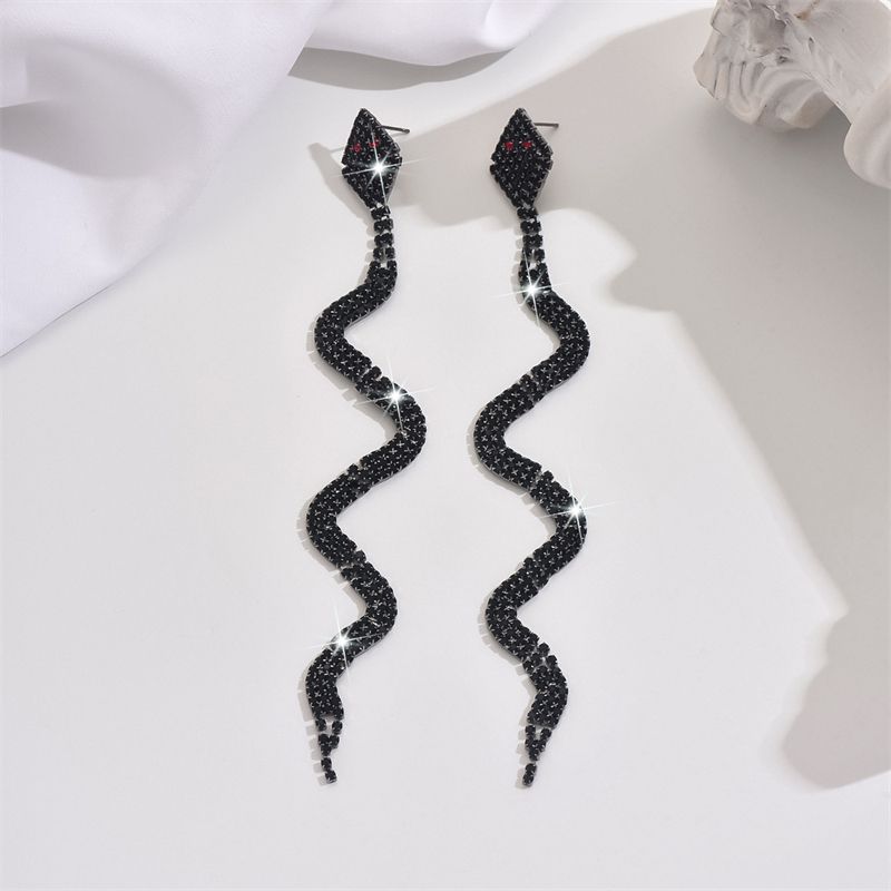 Women Snake Rhinestone Earrings Lady Fashion Party Earring Ladies Ear Rings Elegant Jewellery Woman Diamond Jewelry Earing