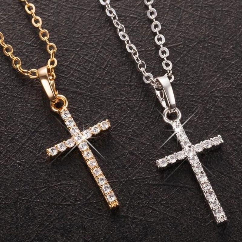 Rhinestone cross necklace CRRSHOP free shipping cross pendant necklace ,chain 
