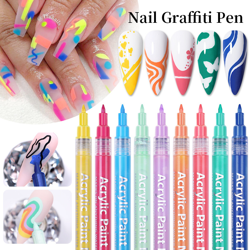 16 Color 3D Nail Art Pens, Nail Point Graffiti Dotting Pen Drawing Painting Liner Brush for Halloween Christmas DIY Nail Art Beauty Adorn Manicure Tools