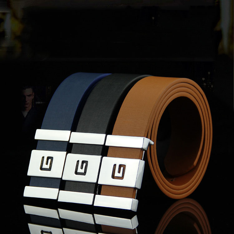 DS3510 New Design Men's Fashion Leather Belt PU Leather Letter G Belt Jeans Waist Casual Strap