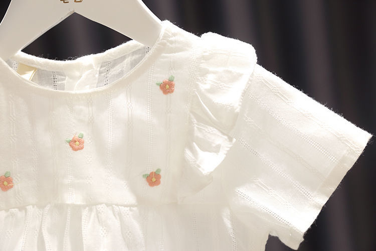 Baby girl princess dress new style children's summer clothes for girls fresh and versatile small flower baby shirt trendy baby girl summer clothes