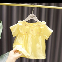 Baby girl princess dress new style children's summer clothes for girls fresh and versatile small flower baby shirt trendy baby girl summer clothes