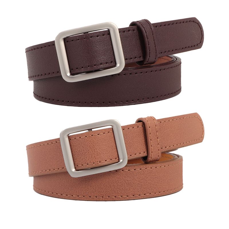 Women's square buckle non-hole casual waistband retro fashion with slim waistband 1529