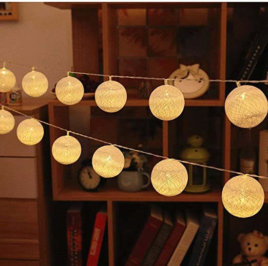 3.5CM Cotton Balls Christmas Lights Outdoor Garland LED String Lamp Patio Bedroom Party Holiday Lighting New Year Wedding Decor 3.2M battery