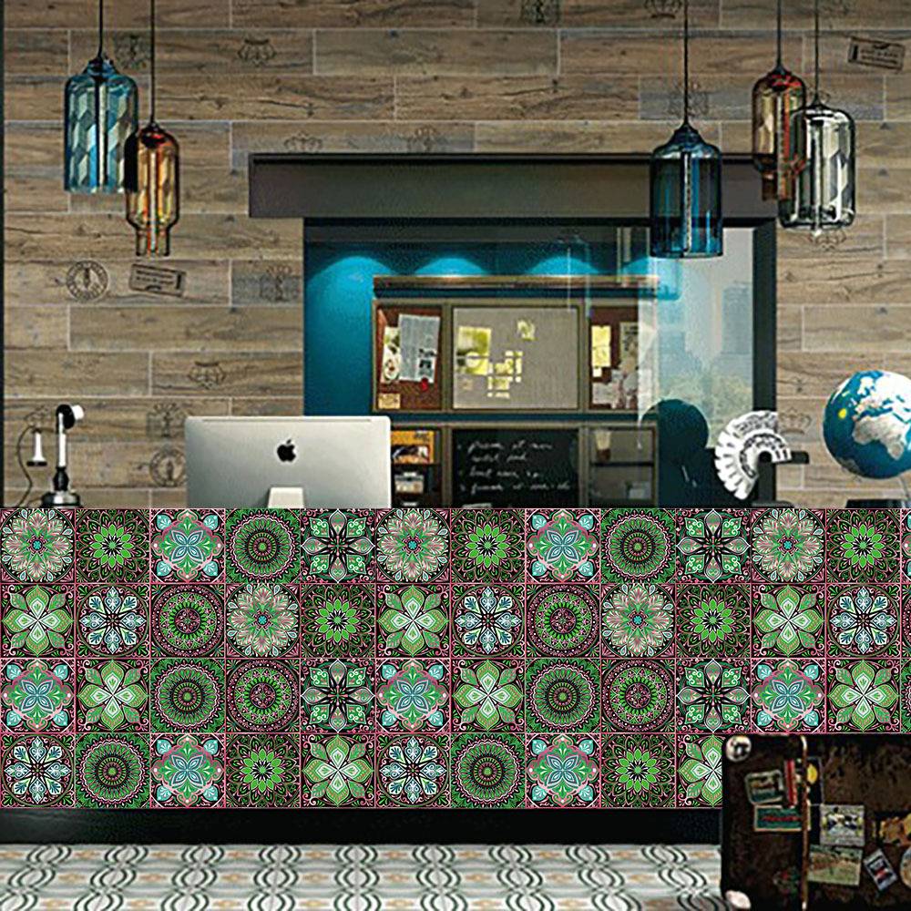 Wall Stickers 10 Pieces Pattern Retro Simulation Tile Stickers Home Renovation Kitchen Bathroom Decoration Self-adhesive Wall Stickers