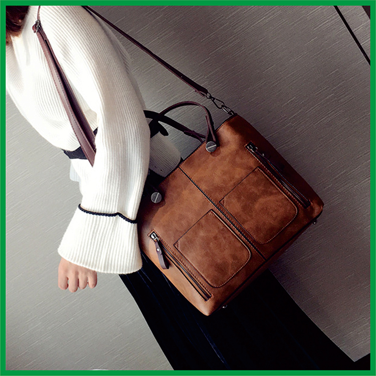 Female Bag New European And American Fashion Tote Bag Retro Frosted Large Capacity Shoulder Bag Handbag