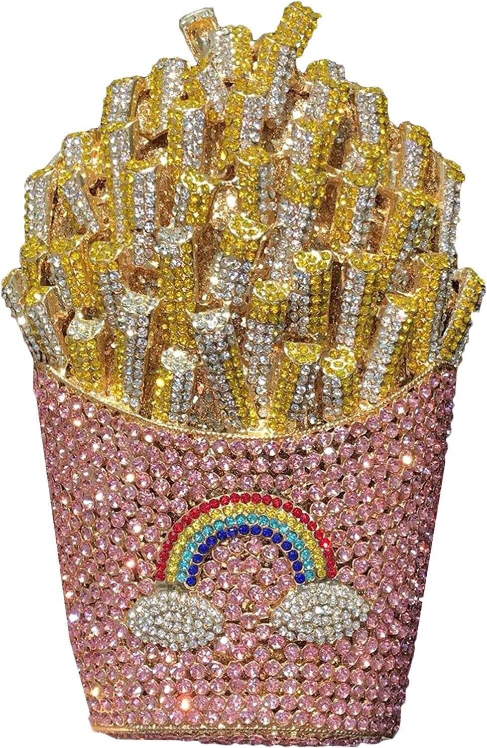 Luxury Rhinestone French Fries Evening Clutch