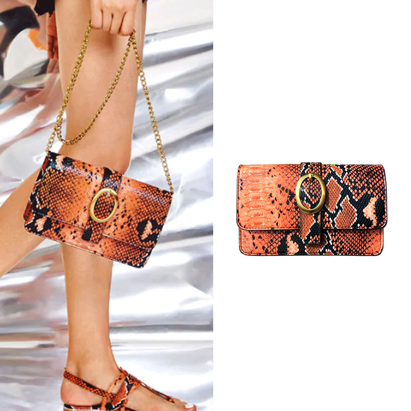 Original New Serpentine PU Leather Square Shoulder Bags Chain Women Bag