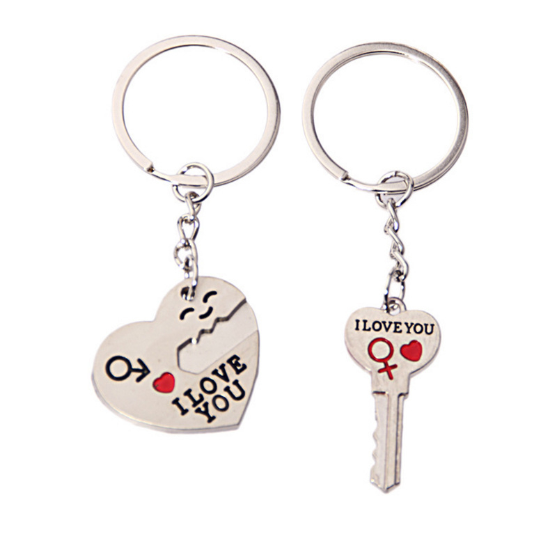 YSK023 matching heart-shaped keychain set You Always hold the key to my heart Couple gift for boyfriend and girlfriend Zinc alloy keychain pendant 2pcs