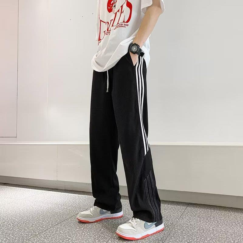 XLGS Men's Summer Side Striped Sports Pants Casual Versatile Wide Leg Pants