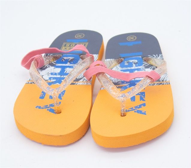 Children's Custom Logo Print PVC Flipflops Slipper- Outdoor Strand Unisex Slipper{ORANGE COLOR]