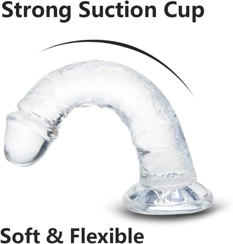 Clear Realistic Dildo, Big Thick Dildo for Advanced Users, G spot Dildo with Strong Suction Cup for Hands-Free Play, Lifelike Penis Adult Anal Sex Toy for Women