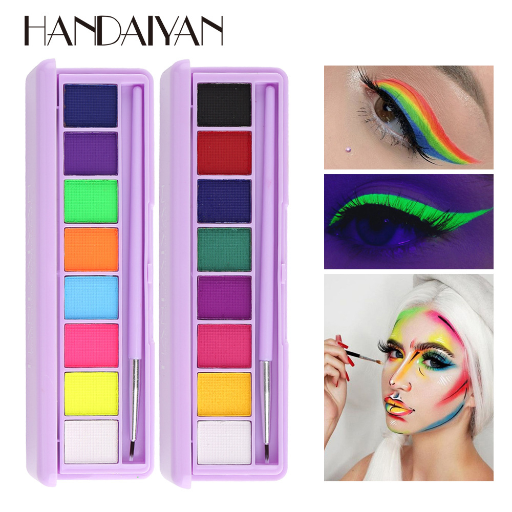 H3005 Water Soluble Color Eyeliner 2-group of Color Ultraviolet Night Light Glitter Eyeshadow Body Paint Cream Stage Festival Makeup
