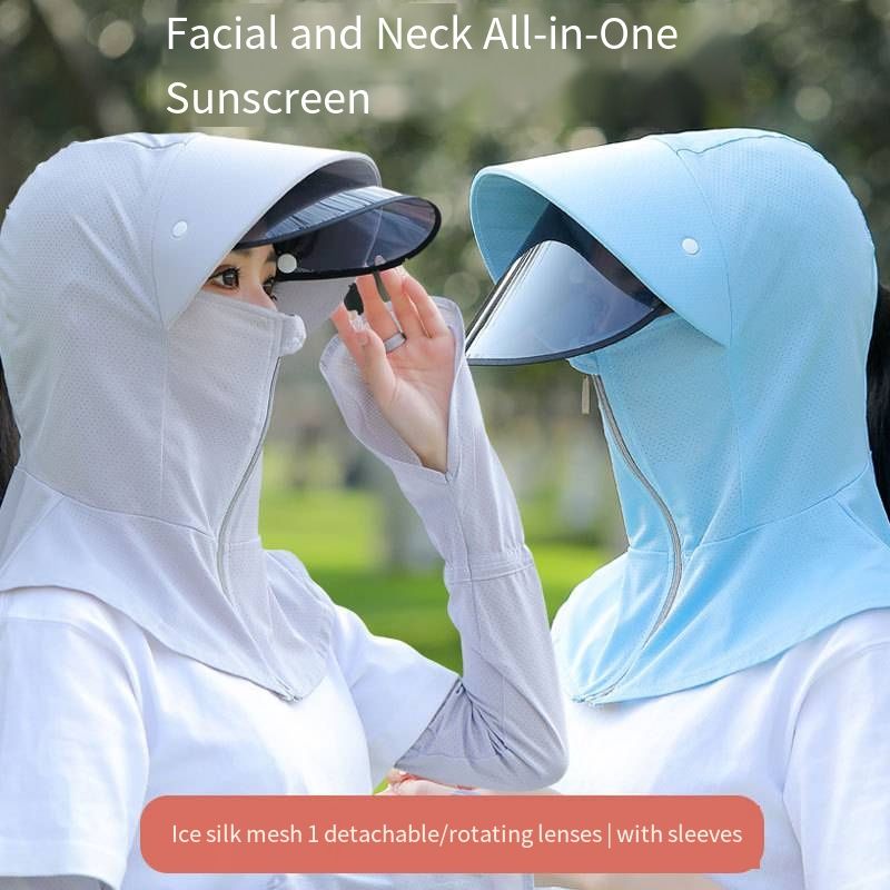 Women's Full Coverage Sun Protection Hat with Removable Visor, Breathable Mesh Neck Flap & Face Cover, UV Blocking Summer Hat for Outdoor Sports, Golf, Hiking & Cycling
