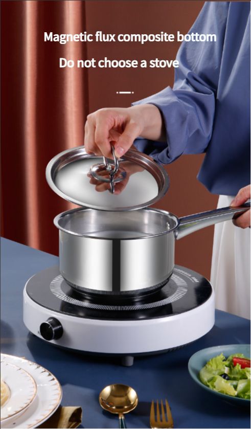 15-piece Stainless steel pot set thick composite bottom silver Cooking Pots frying pan soup pot milk pot spoon soup spoon stir fry spoon cookware set