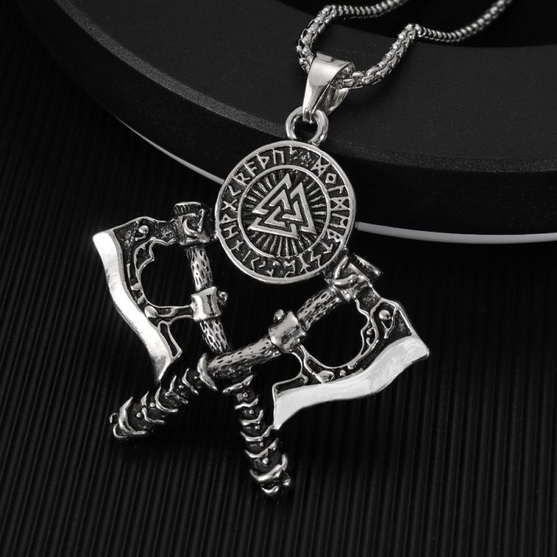 Viking Axe Pendant Necklace Hip hop punk chain free shipping