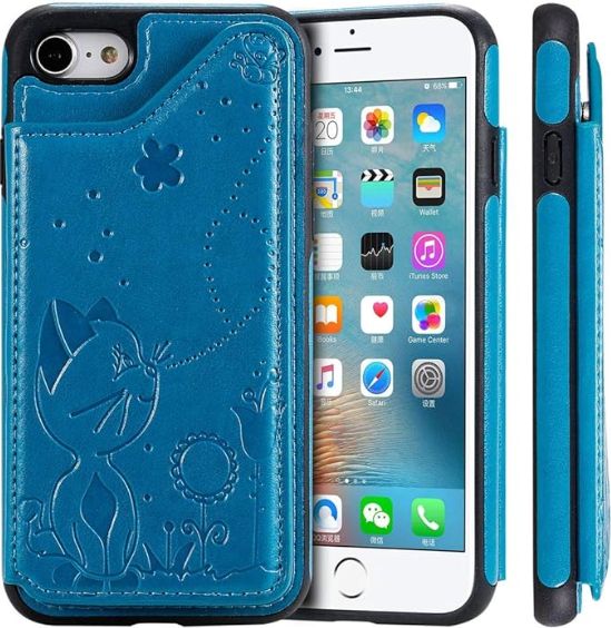 Luxury Bee and Cat Multifunction Magnetic Card Slots Stand Leather Back Cover for iPhone XS Max (6.5 inch) - (Rose Gold , BLUE , GREEN )
