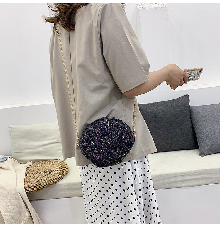 Shoulder bag CRRshop free shipping hot sale female new fashion trend shiny crystal shell cross-body mini bag Korean version fairy fashion versatile shoulder bag women Chain messenger bags
