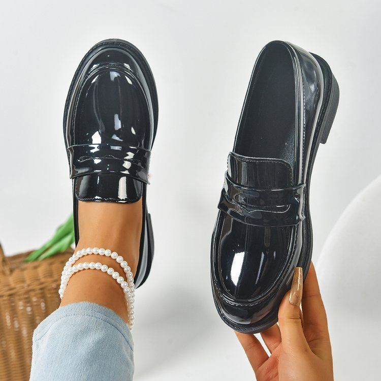 Platform college British style small leather shoes women 2025 new spring and autumn one foot pedal Mary Jane love shoes single shoe pink