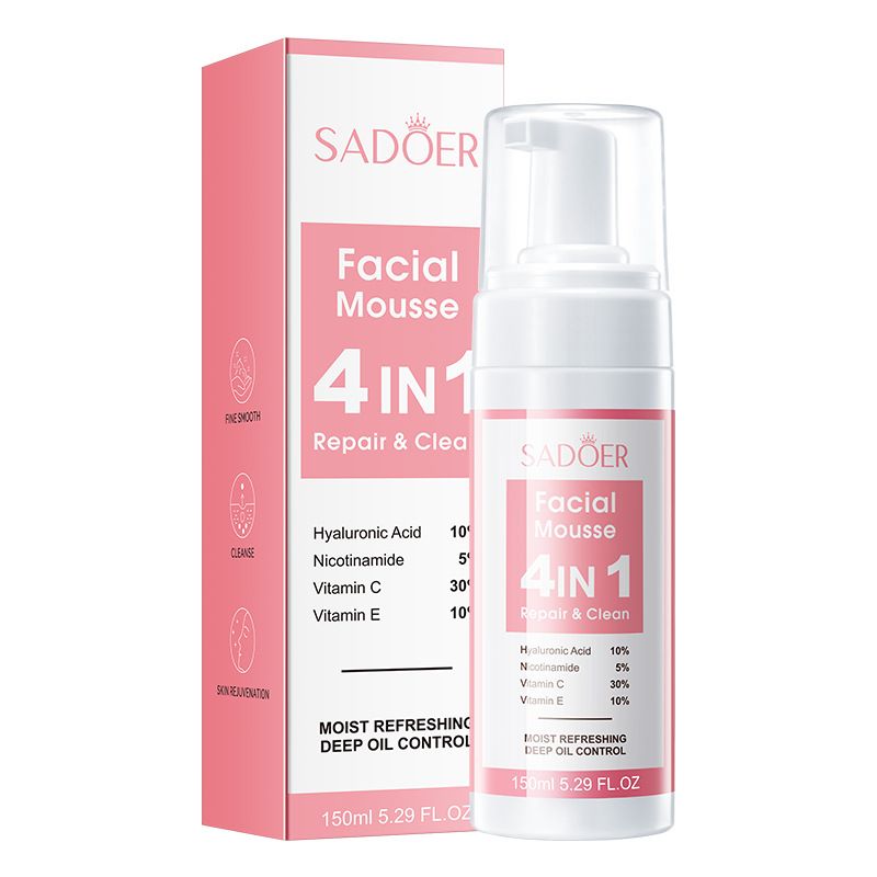 SADOER 4-in-1 facial multi-effect cleansing mousse cleansing foam facial cleanser