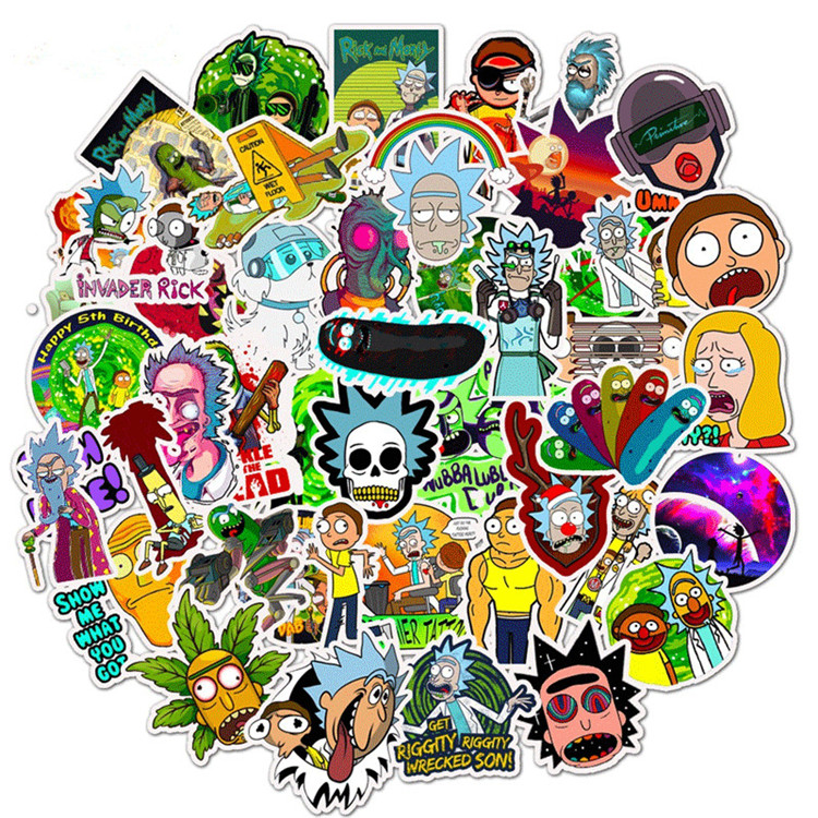 Phone Stickers Toy 50PCS Bags Rick and Morty Cartoon Graffiti  Suitcase Laptop Skateboard Motorcycle  4-8 cm 