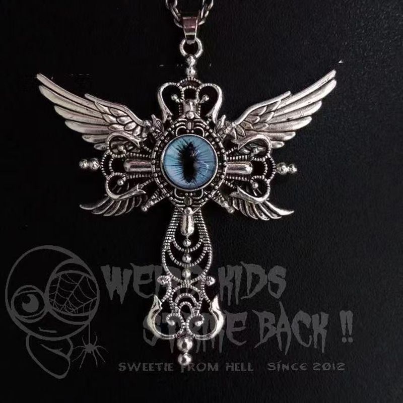 Devil's Eye Pendant Jewelry Creative Devil Wings Cross Necklace CRRSHOP Holiday gifts pendant chain ,pendant necklace