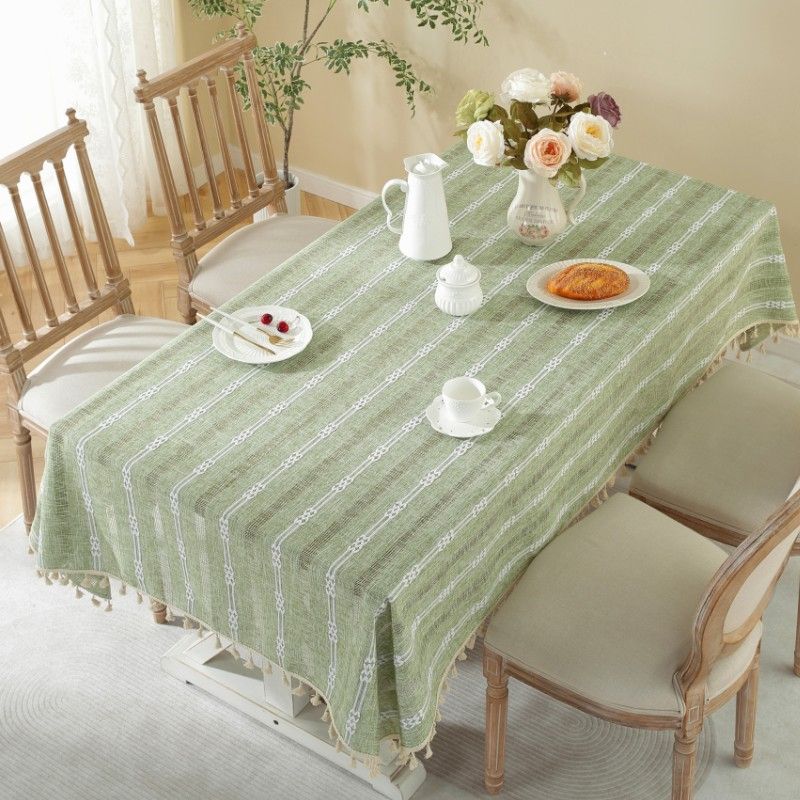 LX Hollow Jacquard Tablecloth Tassel Stripe Tablecloth