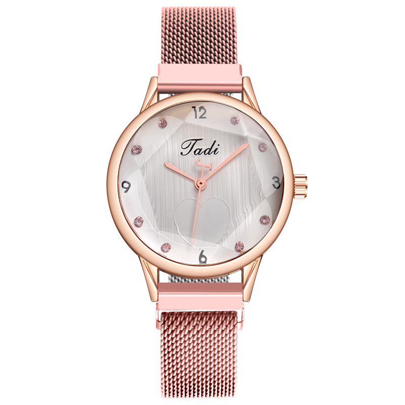 GD1029-1 Ladies Watches Crystal Rhinestone Decor Stainless Steel Mesh Strap Fashion Dress Quartz Women Watch Bracelet