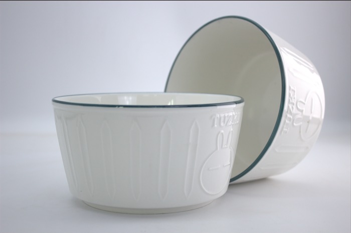 Luxury household ceramic porcelain tableware - Non-slip pattern design dish noodle soup bowl - XC-13 / XC-14 / XC-15 / XC-16