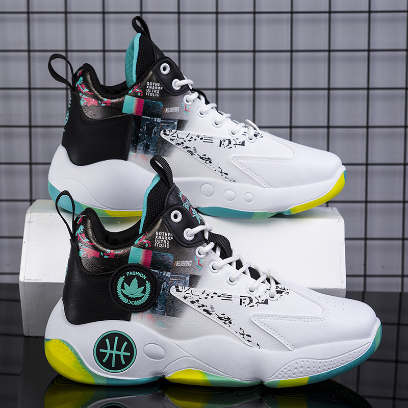 Men's Summer Breathable Graffiti Basketball Shoes Comfortable and Wearable Sports Casual Shoes
