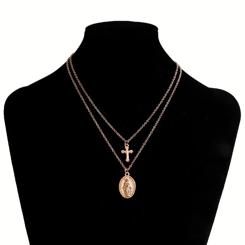 Cross collarbone chain, pendant necklace, double layered necklace