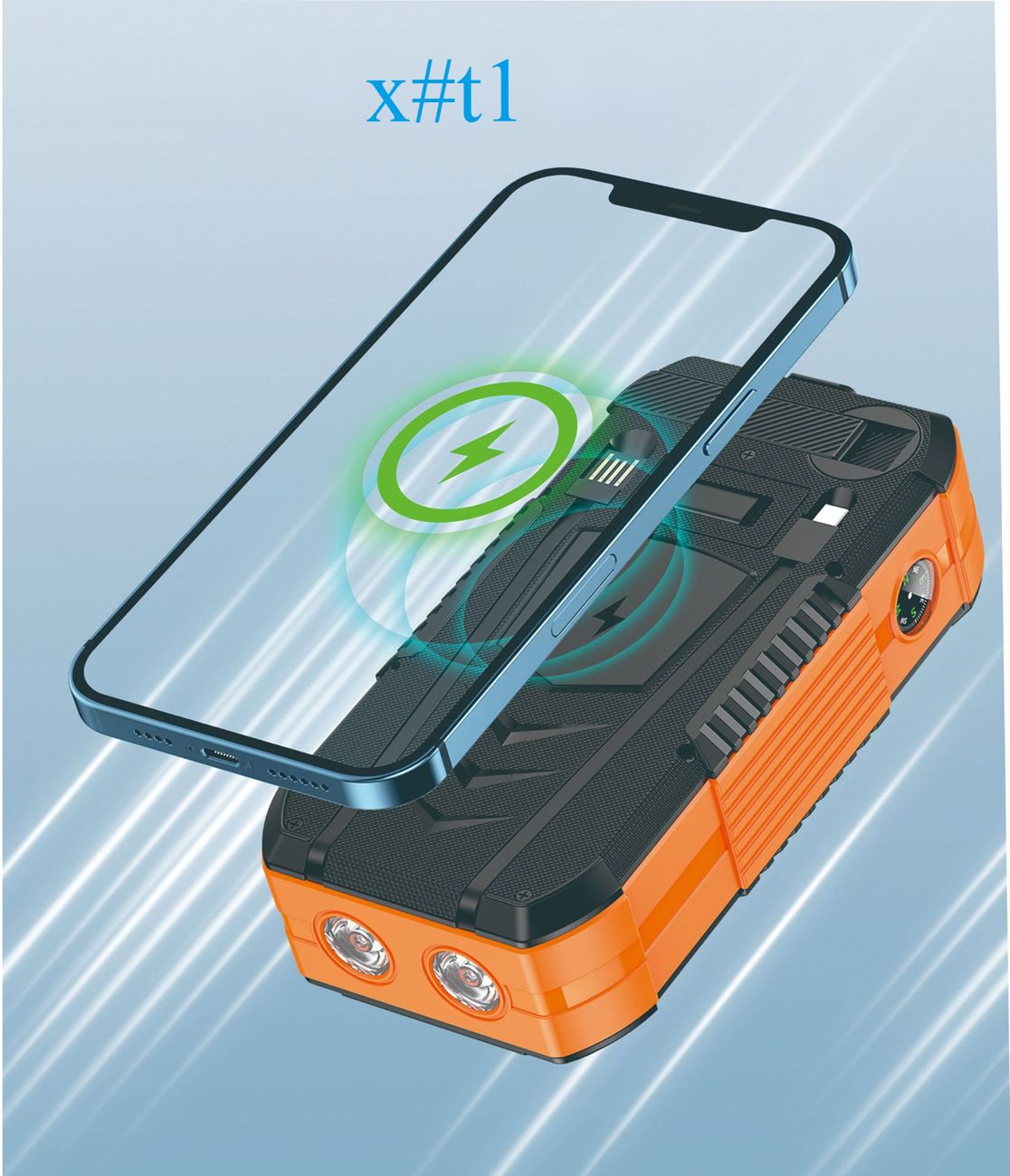 40000 mAh solar powered hand crank charger with built-in cable wireless charging PD 22.5W fast charging mobile power bank
