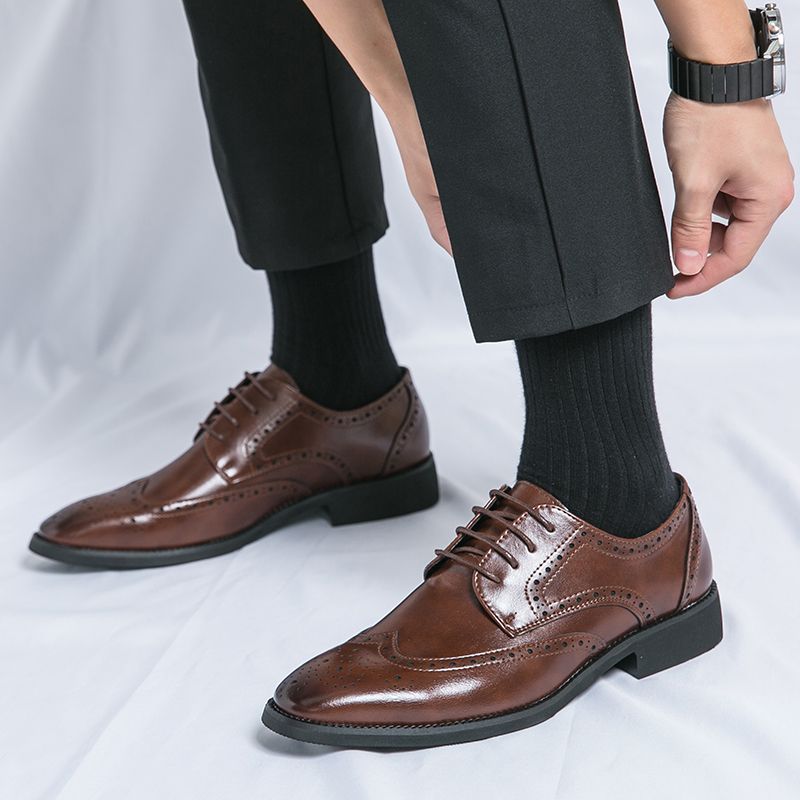 Men Oxford Brogue Leather Shoes Man Elegant Dress Formal Shoe Male Footwears The Suit For Official Office Wedding Party Business