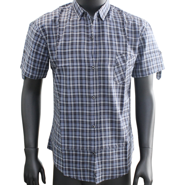 Men's Regular-fit Short Sleeve Button Down Plaid Shirt #646
