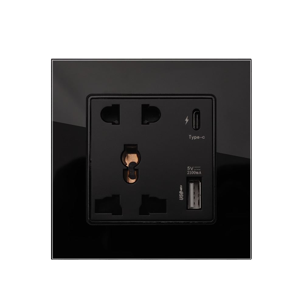 4a Standard International five-hole PD quick-charge socket panel Type-c Cellular Phone Data Line Power Wall USB socket