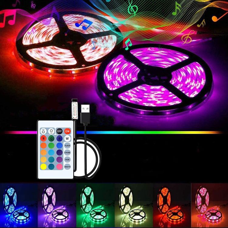 AUNONT LED Strip Light Set 12V-5050-54 Tube-RGB Buttons-5 Meter Set 12V-2835-54 Tube-Single Panel-RGB Buttons-5 Meter Set TV Background Ambient Light Home Party Decorative Light Strip Outdoor Available Rainproof and Waterproof Flooding Set