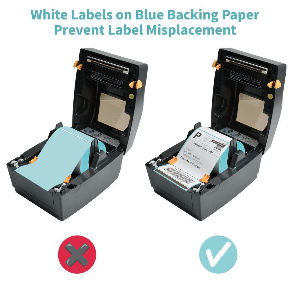 2 Rolls 4x6 Direct Thermal Printer Labels 1000 Shipping Labels Compatible with Zebra, Rollo Label Printer, Peforated Postage Thermal Labels, Permanent Adhesive, 500 Labels/Roll