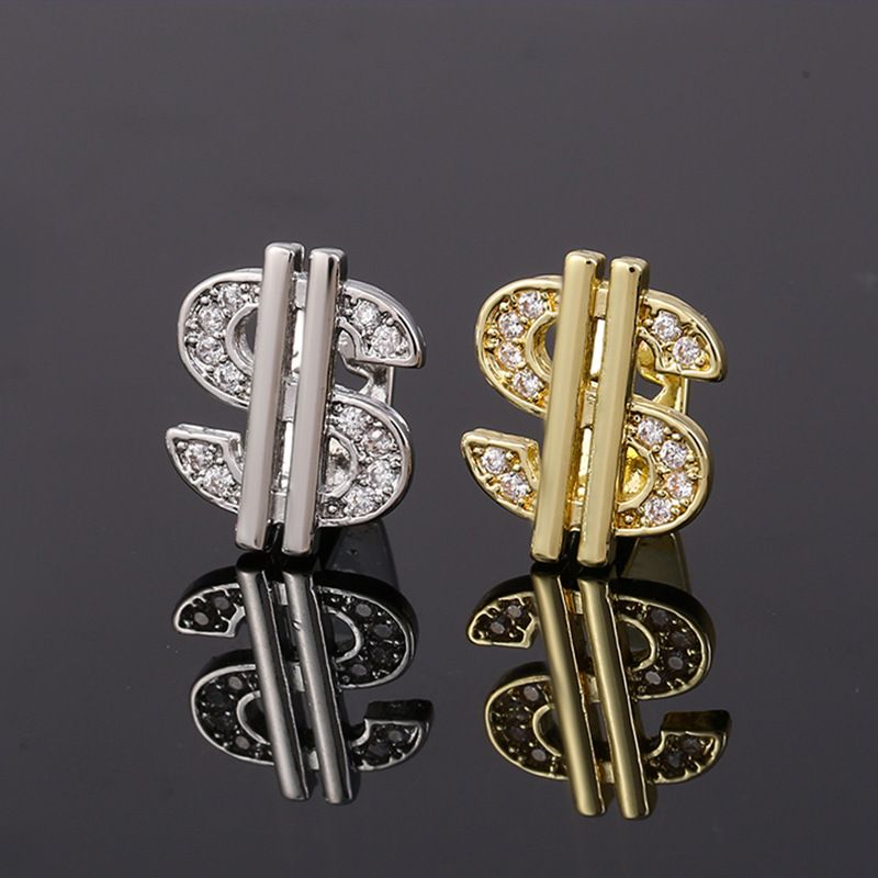 Gold & Silver Diamond Dollar Sign Grillz - Iced Out Hip Hop Teeth Jewelry gold teeth silver teeth gold grillz silver grillz hip-hop grillz