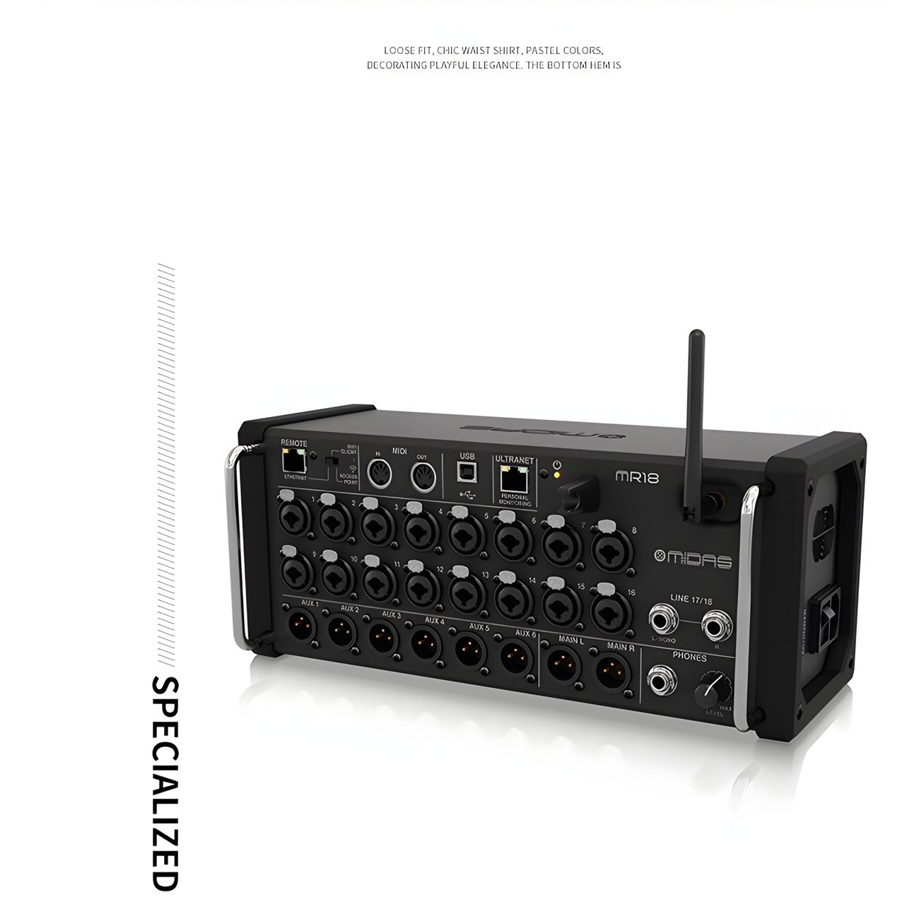 MIDAS MR18 rack-mounted digital mixing console stage performance band concert scene