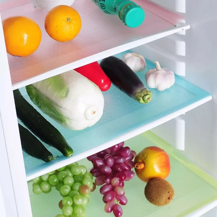 4-Piece Set Waterproof Fridge Mats, Refrigerator Pads, Antibacterial Kitchen Cabinet Liners