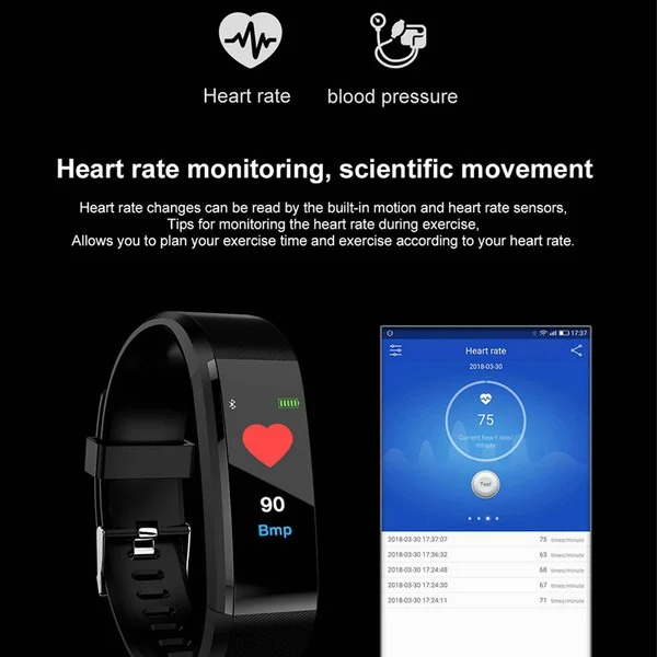 Smart Band Watch Color Screen Heart Rate Monitor Smart Bracelet Sports Fitness Tracker for IOS Android